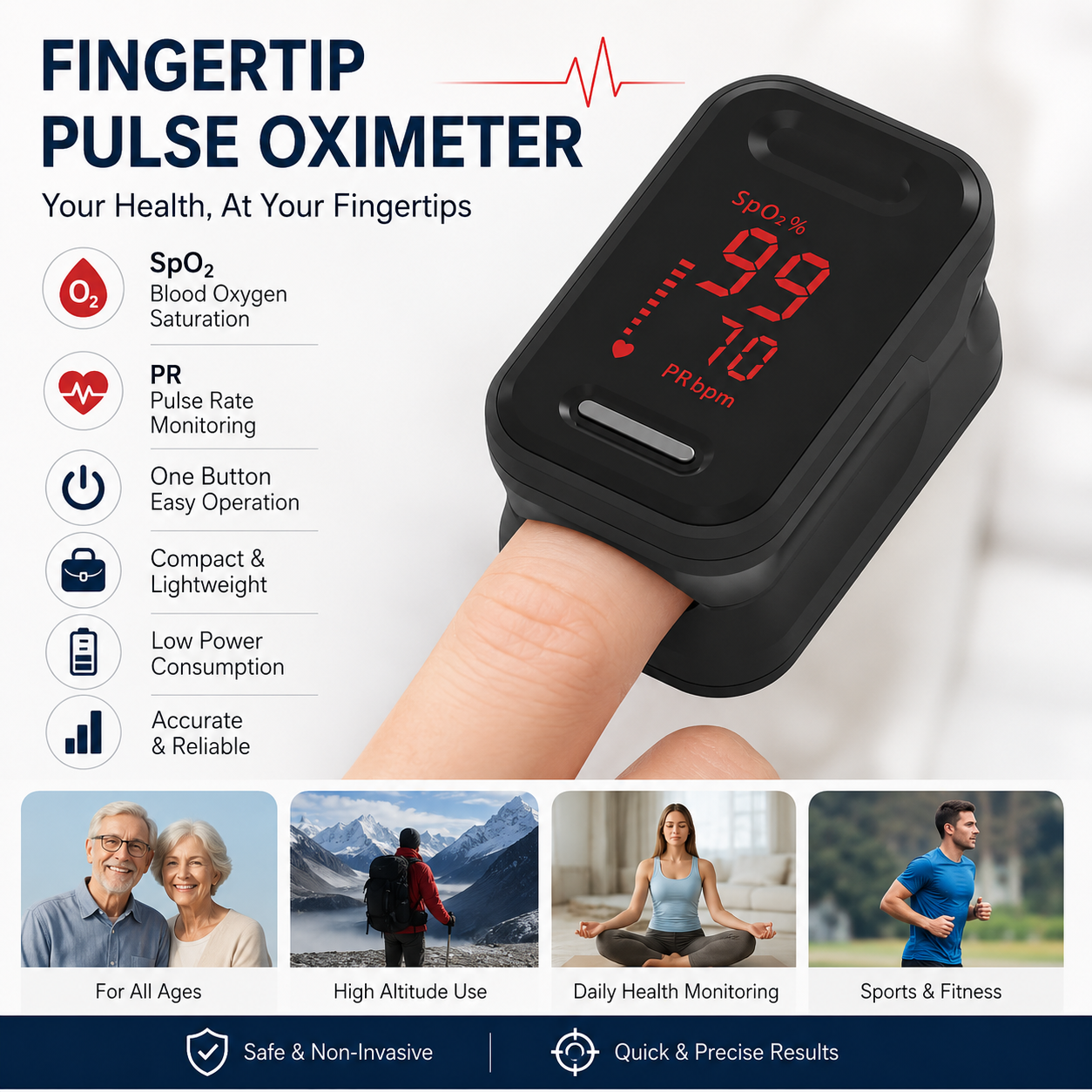 Medical Fingertip Pulse Oximeter Save Your LIfe